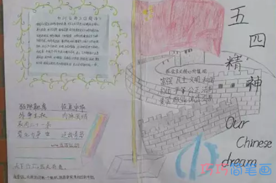 关于五四精神永放光芒手抄报模板图片简单漂亮步骤1