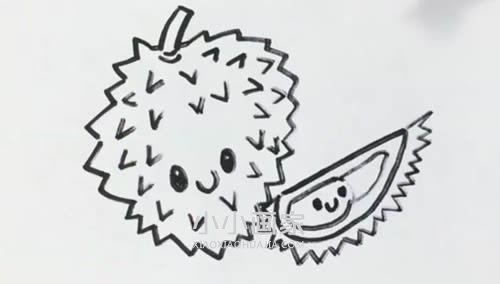 卡通榴莲简笔画画法图片步骤步骤6