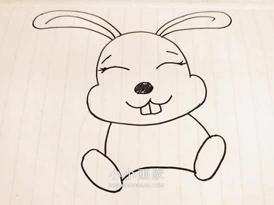 坐在月亮上的兔子简笔画画法图片步骤步骤3