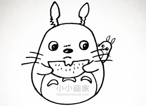 吃西瓜龙猫简笔画画法图片步骤步骤6