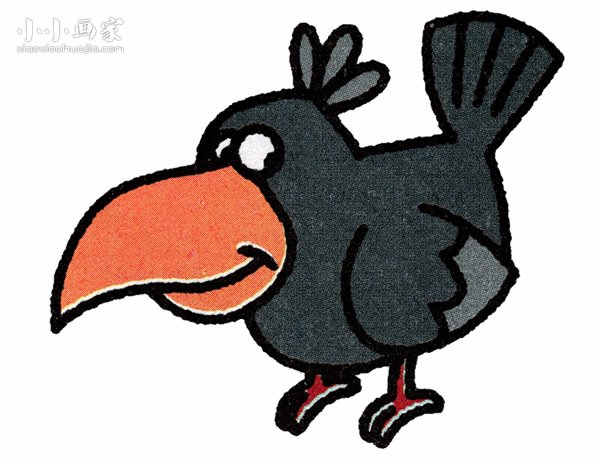 彩色卡通乌鸦简笔画画法图片步骤步骤1