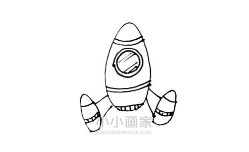 升空的宇宙飞船简笔画画法图片步骤步骤6