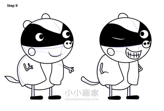 绘本故事小猪佩奇獾Bentley和Barney简笔画画法图片步骤