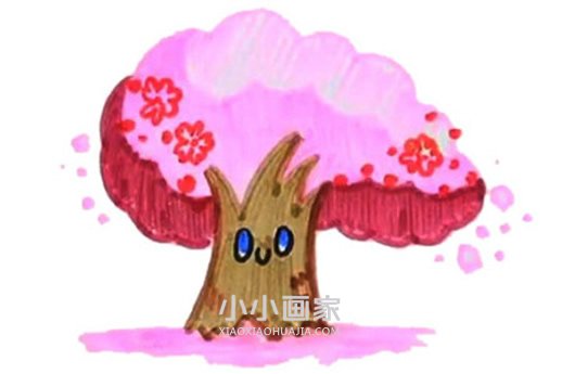 绘本故事彩色樱花树简笔画画法图片步骤