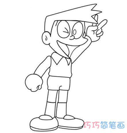 动漫人物哆啦A梦小夫的画法涂色_小夫简笔画图片步骤1