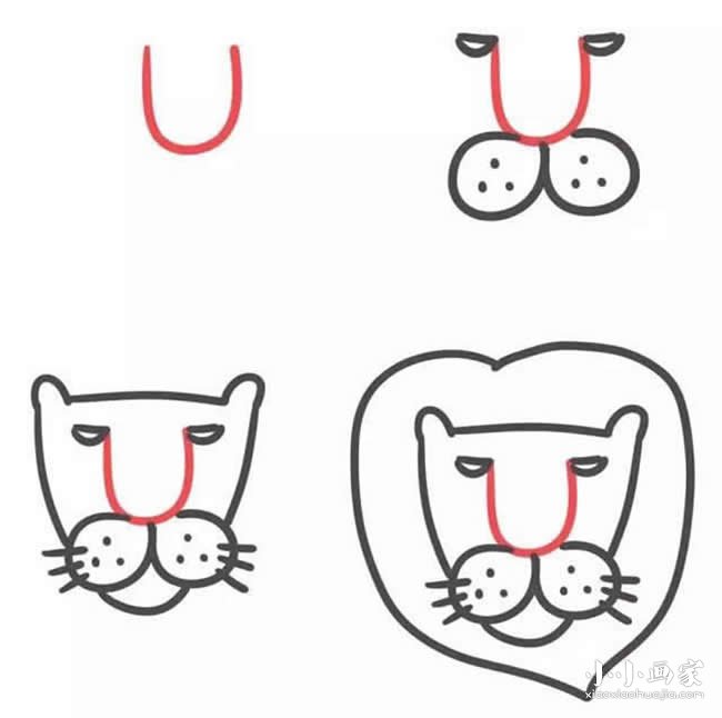 绘本故事字母U简笔画狮子头的画法图片步骤