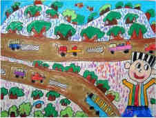 绘本故事小学绿色环保主题公路儿童画_绿色家园图片