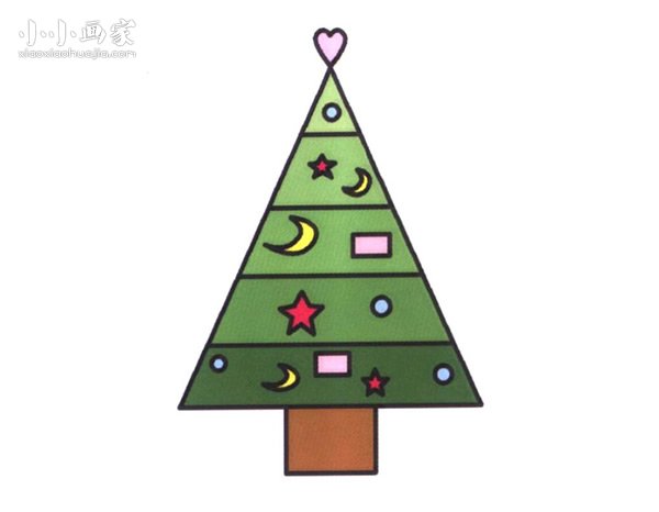 彩色圣诞树简笔画画法图片步骤步骤1