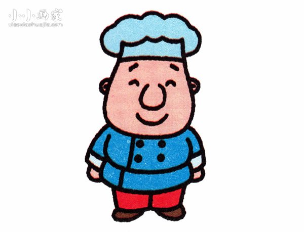 胖胖彩色厨师简笔画画法图片步骤步骤1