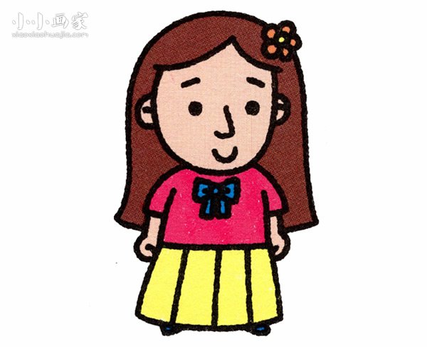 穿裙子的长发姐姐简笔画画法图片步骤步骤1