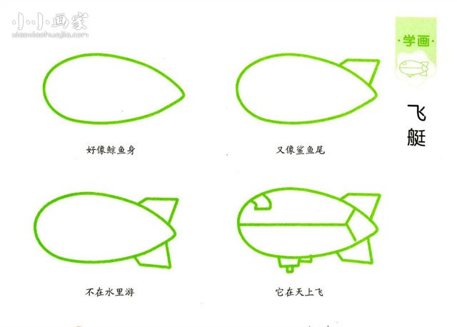 绘本故事飞艇简笔画画法图片步骤