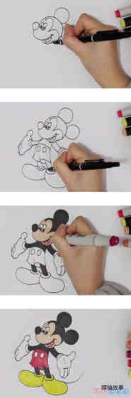 绘本故事迪士尼米奇简笔画怎么画带步骤涂色