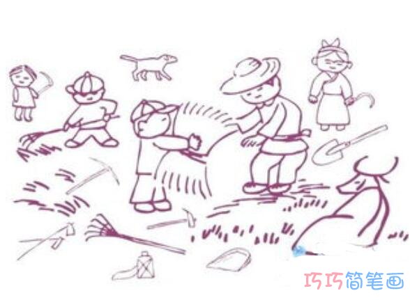 儿童金秋收获景象素描怎么画好看_秋天简笔画图片步骤1