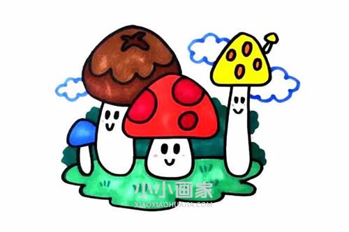 绘本故事长在森林里的蘑菇简笔画画法图片步骤