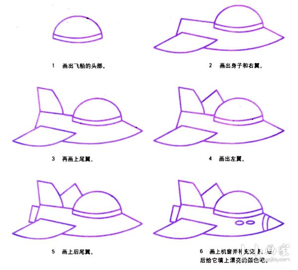 绘本故事飞船简笔画画法图片步骤