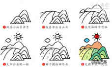 绘本故事山坡上的稻田简笔画画法图片步骤