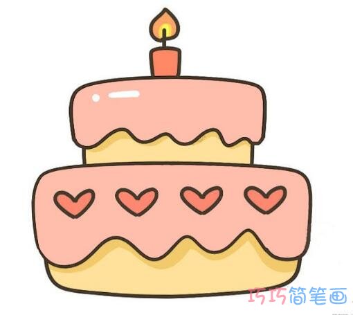 绘本故事蜡烛生日蛋糕简笔画怎么画涂颜色漂亮