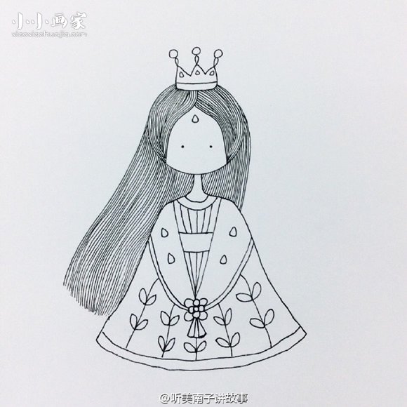 彩色的漂亮灰姑娘简笔画画法图片步骤步骤8