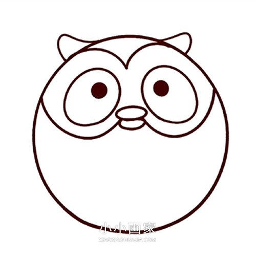 卡通猫头鹰简笔画画法图片步骤步骤5