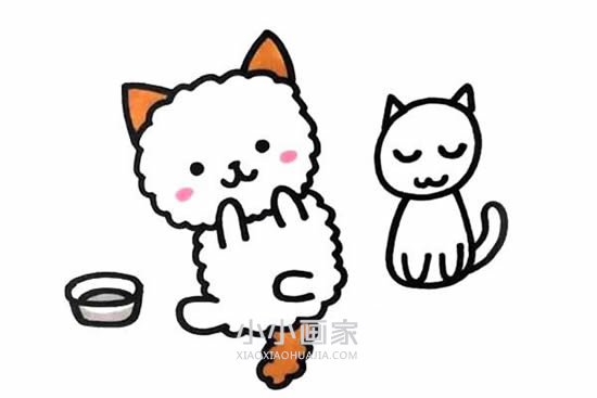 绘本故事白色猫咪简笔画画法图片步骤