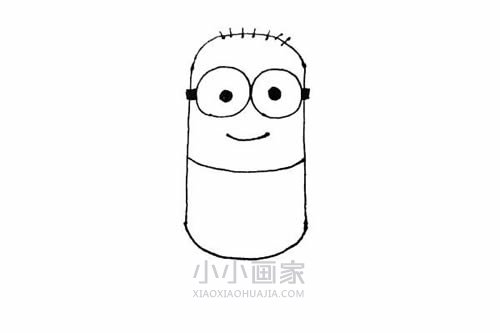 帅气小黄人简笔画画法图片步骤步骤4