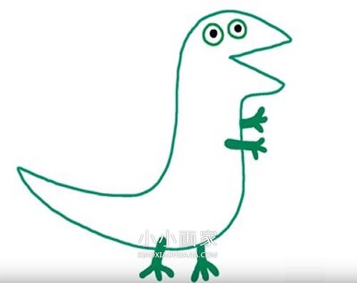 《小猪佩奇》乔治的恐龙简笔画画法图片步骤步骤7