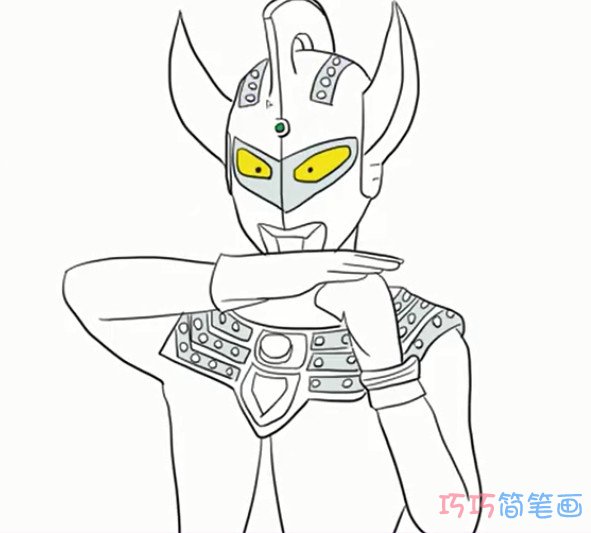 卡通泰罗奥特曼怎么画涂色 奥特曼简笔画图片步骤1