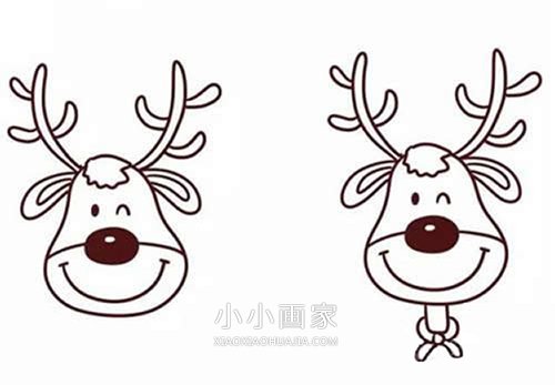 彩色圣诞节麋鹿简笔画画法图片步骤步骤4