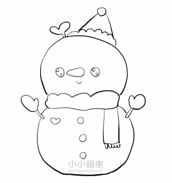 可爱的圣诞雪人简笔画画法图片步骤步骤8