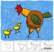 绘本故事教育小鸡的鸡妈妈简笔画画法图片步骤