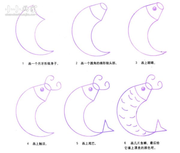 绘本故事跃起的鲤鱼简笔画画法图片步骤