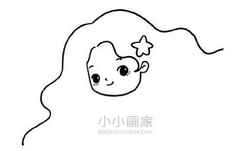 卡通美人鱼简笔画画法图片步骤步骤3