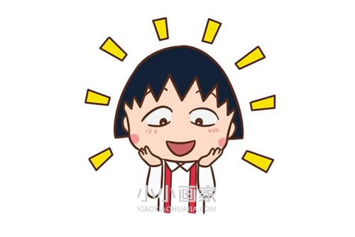 绘本故事惊喜表情樱桃小丸子简笔画画法图片步骤