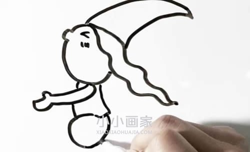 坐扫把飞行的小女巫简笔画画法图片步骤步骤6