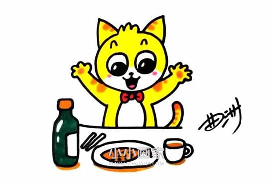 爱吃鱼的小猫简笔画画法图片步骤步骤1