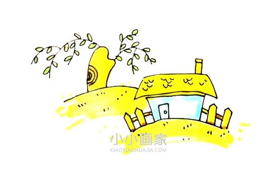山间小房子简笔画画法图片步骤步骤1