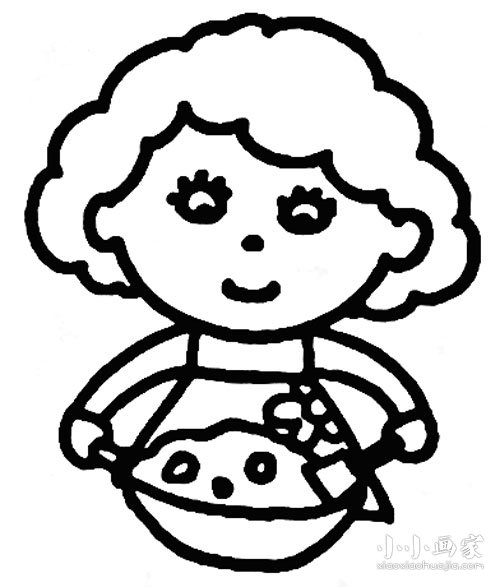 炒菜的妈妈简笔画画法图片步骤步骤4