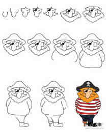 绘本故事大胡子海盗船长简笔画画法图片步骤