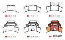 城楼简笔画画法图片步骤