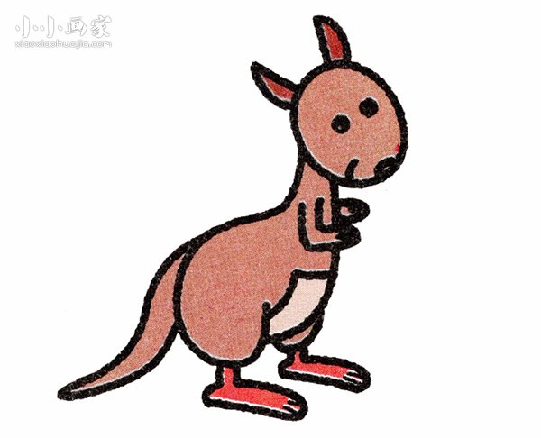 彩色小袋鼠简笔画画法图片步骤步骤1