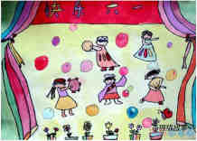 绘本故事幼儿园庆祝六一儿童节晚会水彩画简单漂亮