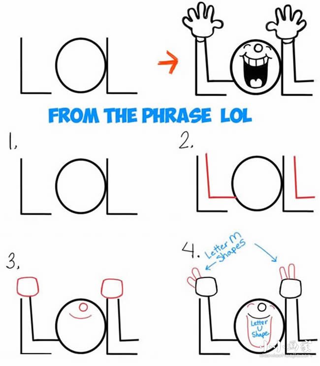 绘本故事词语LOL简笔画大笑的人画法图片步骤