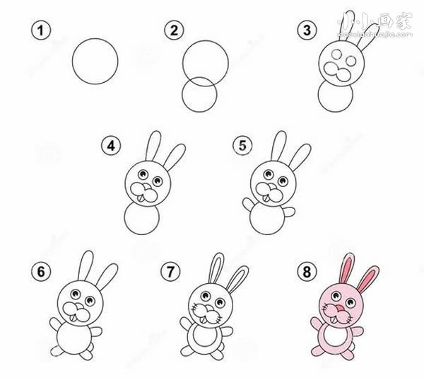 粉红兔宝宝简笔画画法图片步骤步骤1