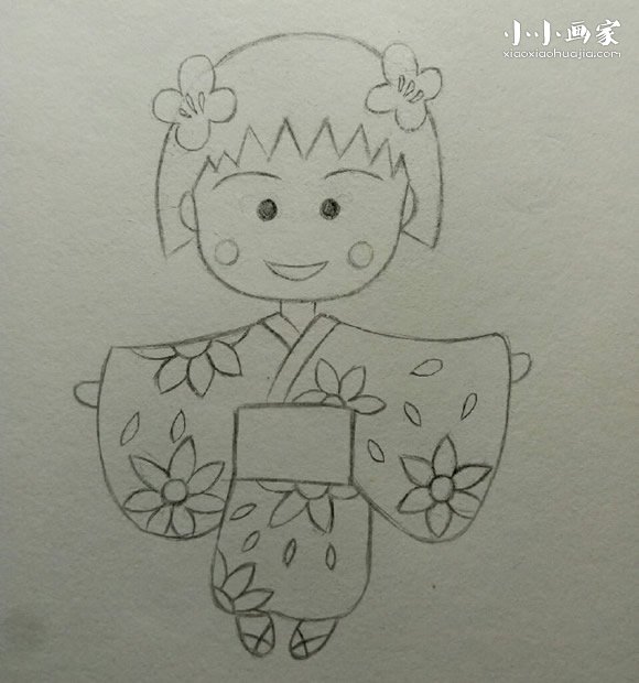 彩色樱桃小丸子简笔画画法图片步骤步骤9