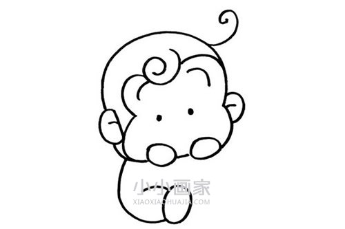 可爱猴宝宝简笔画画法图片步骤步骤5