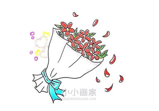 三八妇女节手捧花简笔画画法图片步骤步骤1