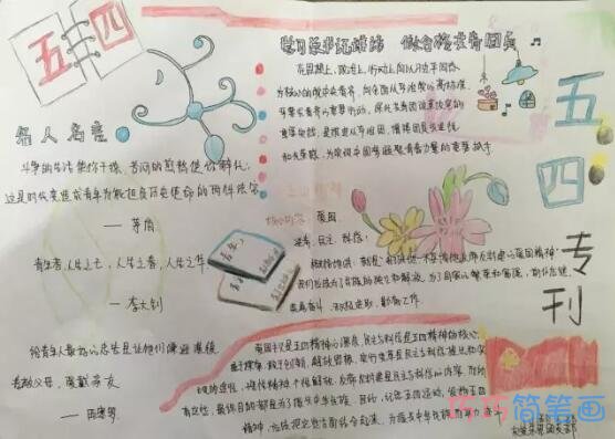 54专刊,五四青年节获奖手抄报内容图片简单漂亮步骤2