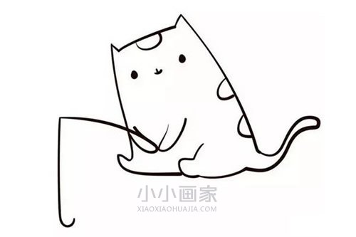 小猫钓鱼简笔画画法图片步骤步骤5