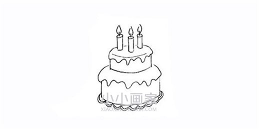 双层生日蛋糕简笔画画法图片步骤步骤4