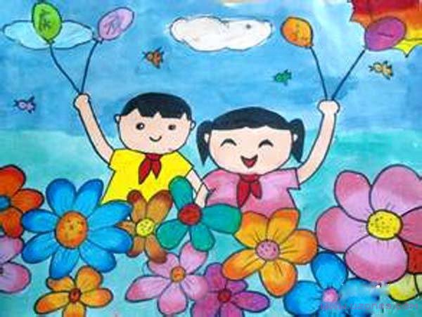 小学生庆祝六一儿童节优秀水彩画获奖作品步骤1